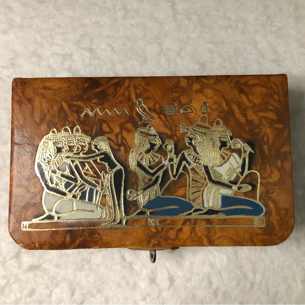 Hand Crafted Leather Egyptian Keepsake Box